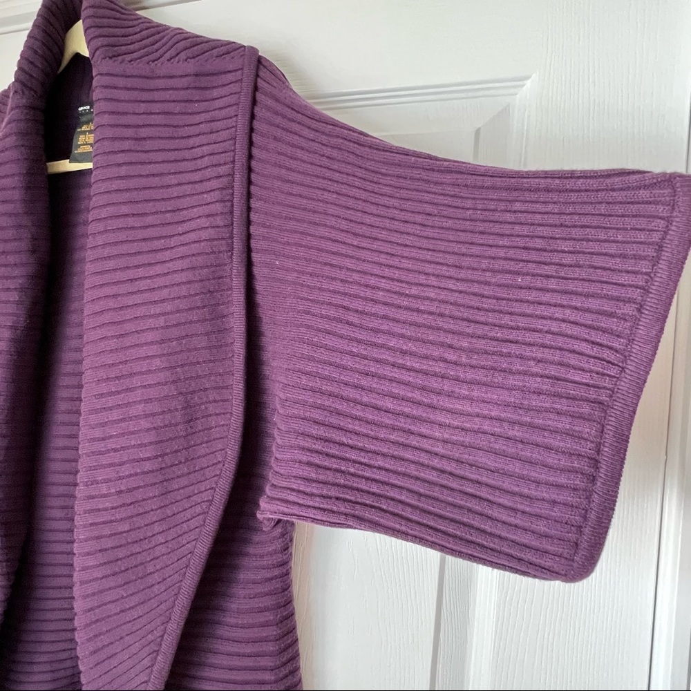 Grace Elements Purple Ribbed Cocoon Cardigan -L - image 4